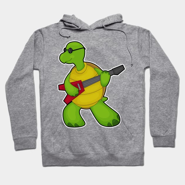 Turtle at Music with Guitar & Sunglasses Hoodie by Markus Schnabel